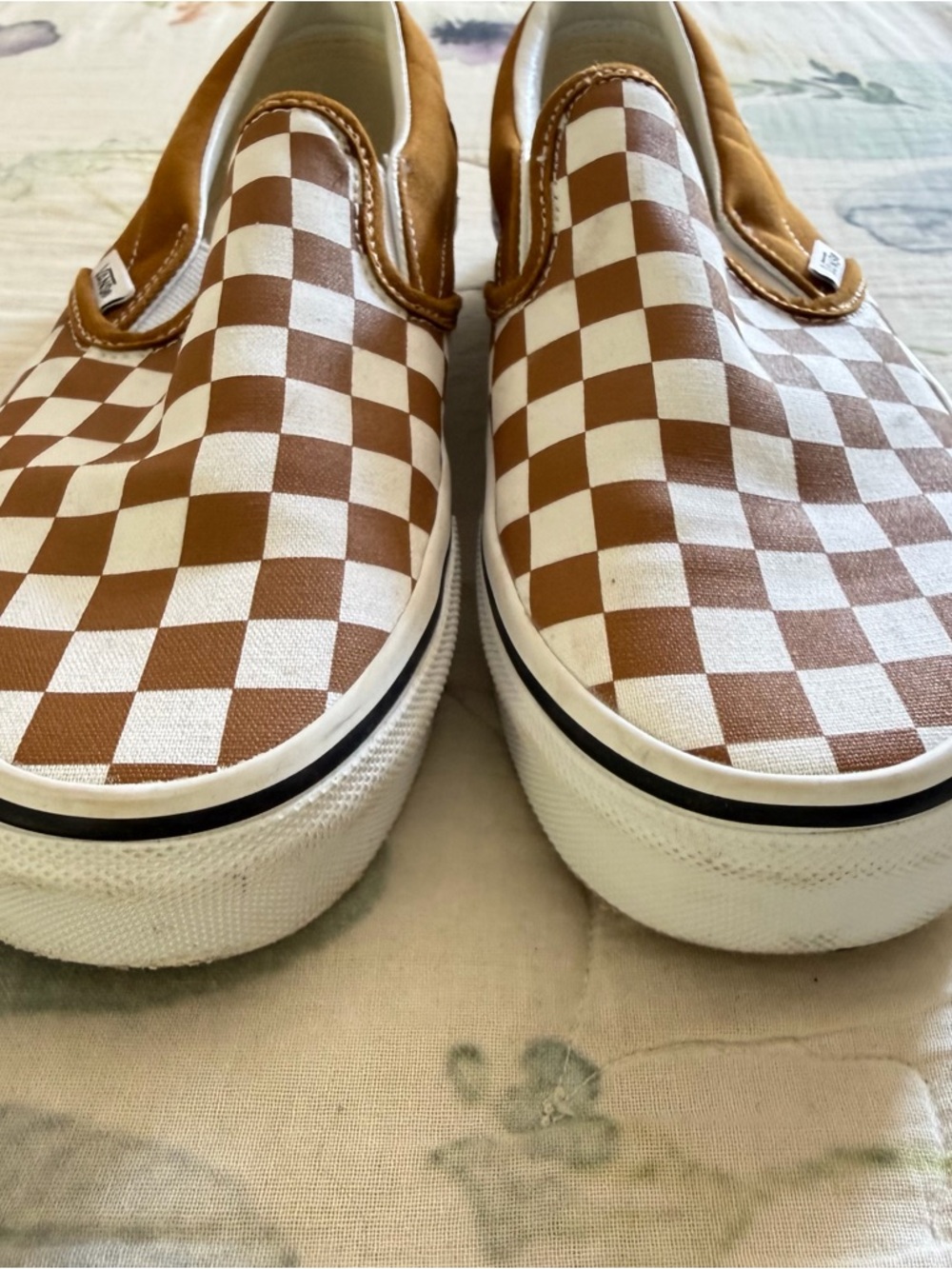 Camel Brown & White Checkered Vans - Picture 2 of 6